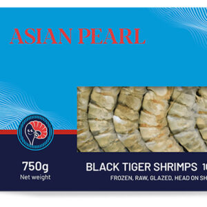 Black Tiger Shrimps Raw Head On Shell On 16/20