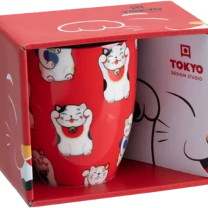 Tokyo Design Studio | Kawaii Mug, Lucky Cat Red Giftbox